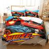 Set Letto Stampa 3D Blaze e le Mega Macchine Cartone Animato Copripiumino Matrimoniale Singolo Piazza e Mezza King Adulti Ragazzi Biancheria da Letto Copripiumino
