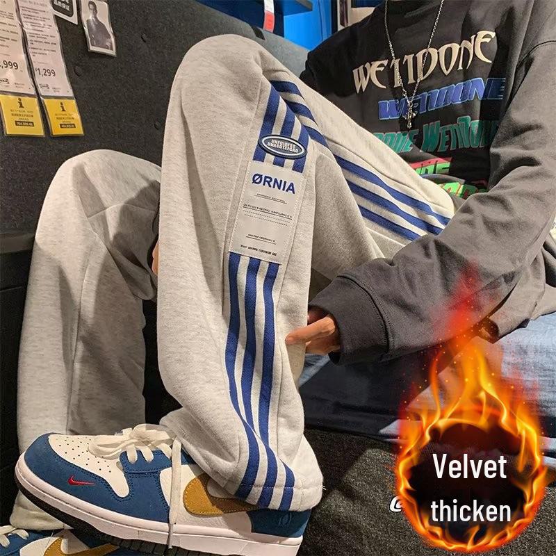 

Мужские широкие спортивные штаны с бархатной подкладкой, новый стиль - осень/зима, свободный крой, большие размеры 5XL 175-195 Jin