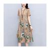 Vintage Floral Print A Line Dress With Button Front For Ladies Summer Casual Wear