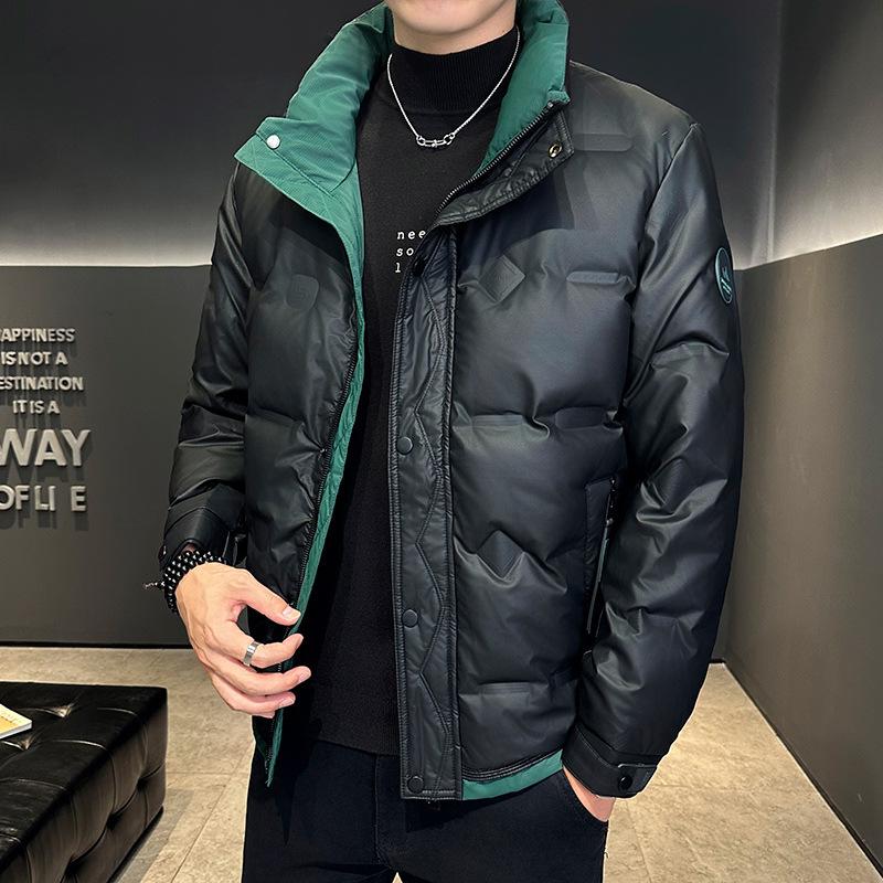 Down Jacket Men's Winter and Winter Thickened Short White Duck Down Men's Winter Stand-up Jacket