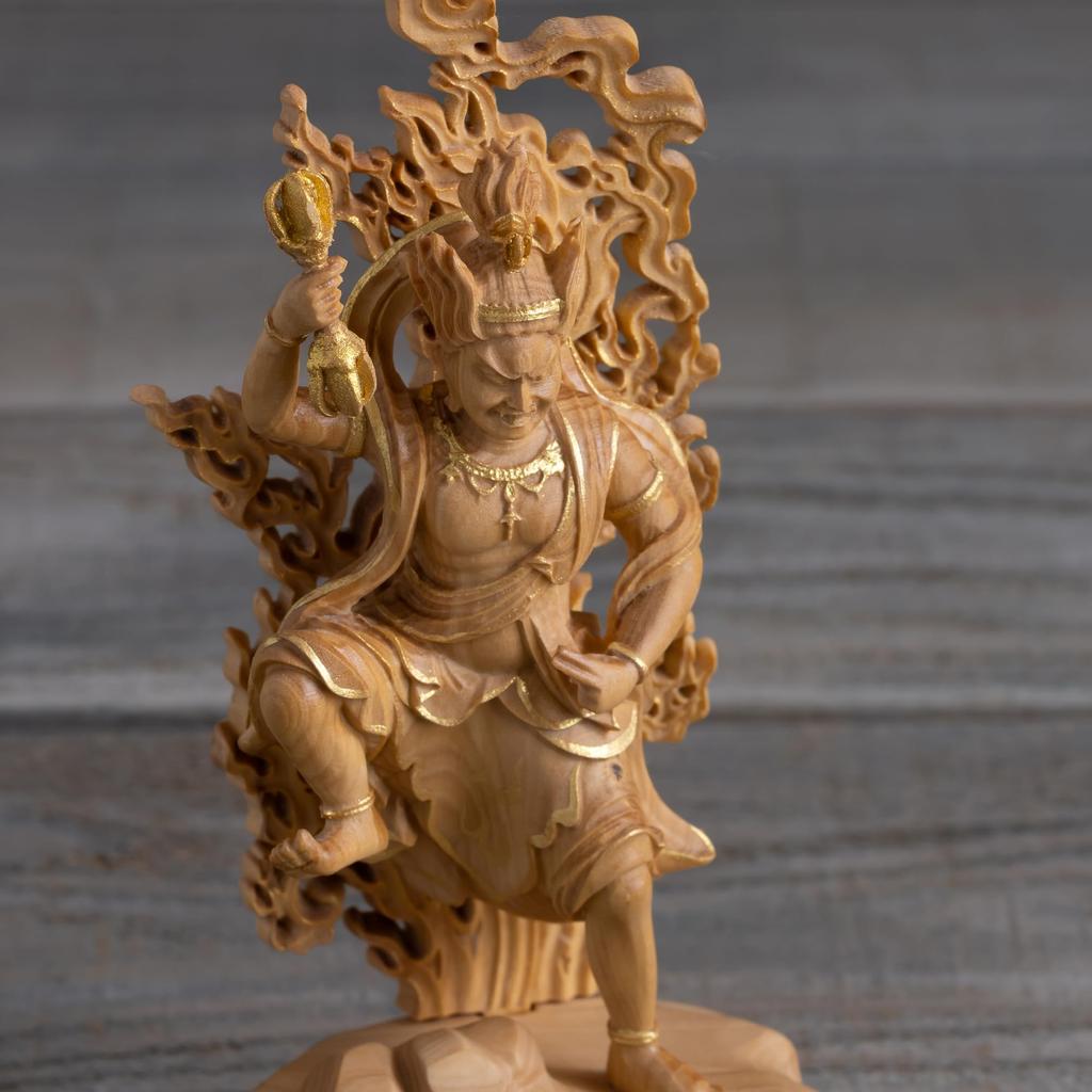 Tiny Buddha Zao Gongen 12cm gold paint Buddha wood ornament Zao Gongen (wood boxwood, finish) - statue, figure, carving, (GSB