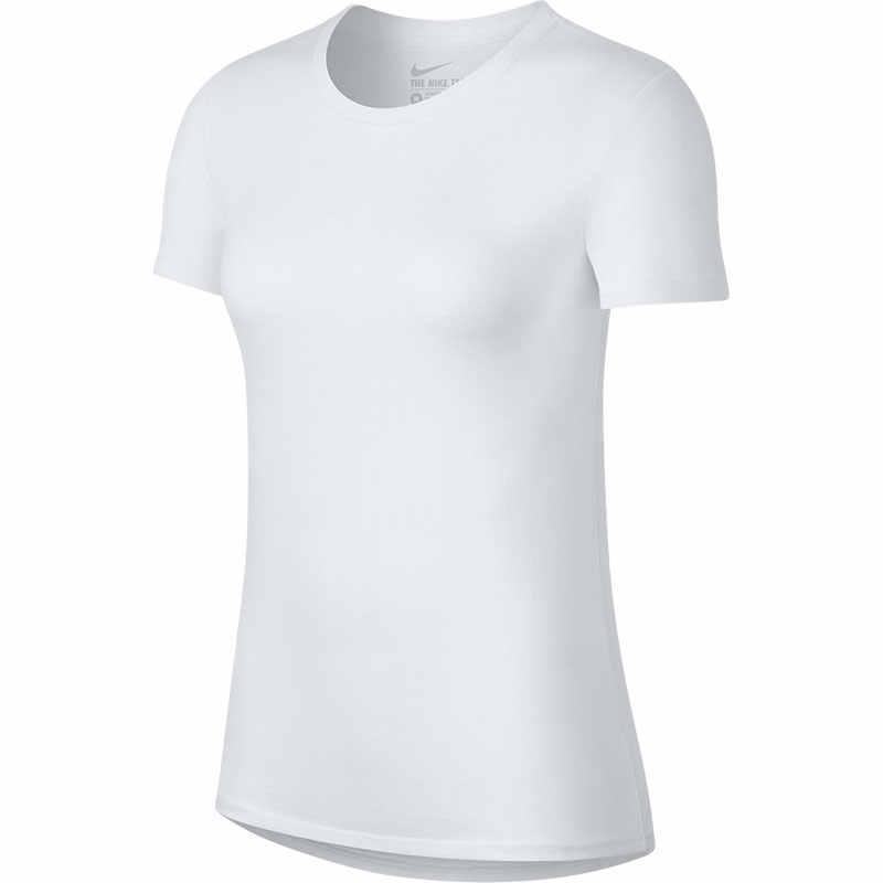Nike Solid Color Breathable Knitted Round Neck Short Sleeve T-Shirt Women Tops White 836327-100