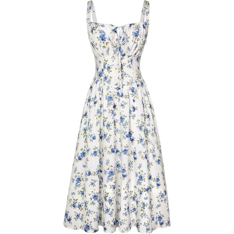 

Червона Темрява Сукня-Корсет з Квітковим Принтом Рушкована в Грудях Сукня-Топ Повітряна Літня Сукня XXL анти-flash білого кольору