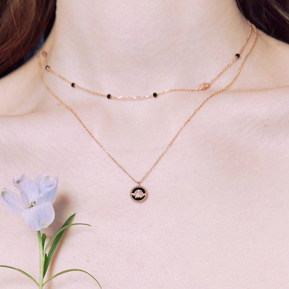 [Rosemont] Silver Black Spinel Necklace La Vie en Rose Rc24B23K