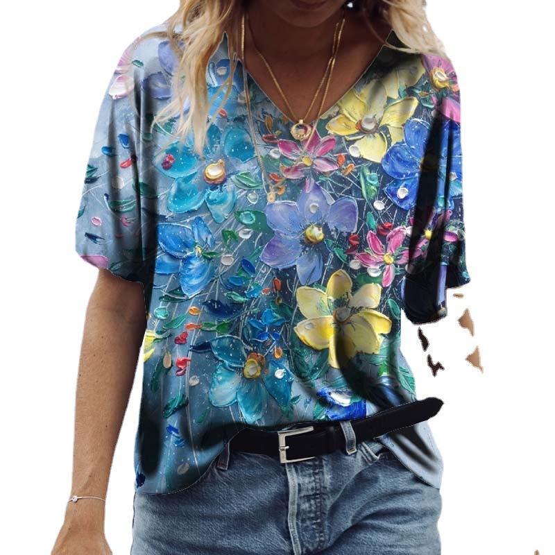 

Свободная футболка, Повседневная Зеленая Городская Повседневная Футболка с Коротким Рукавом с 3D Принтом для Женщин XXL