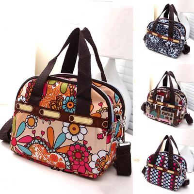 Multi-Pocket Zipper Handbag With Multi-Color Flower Printing For Women