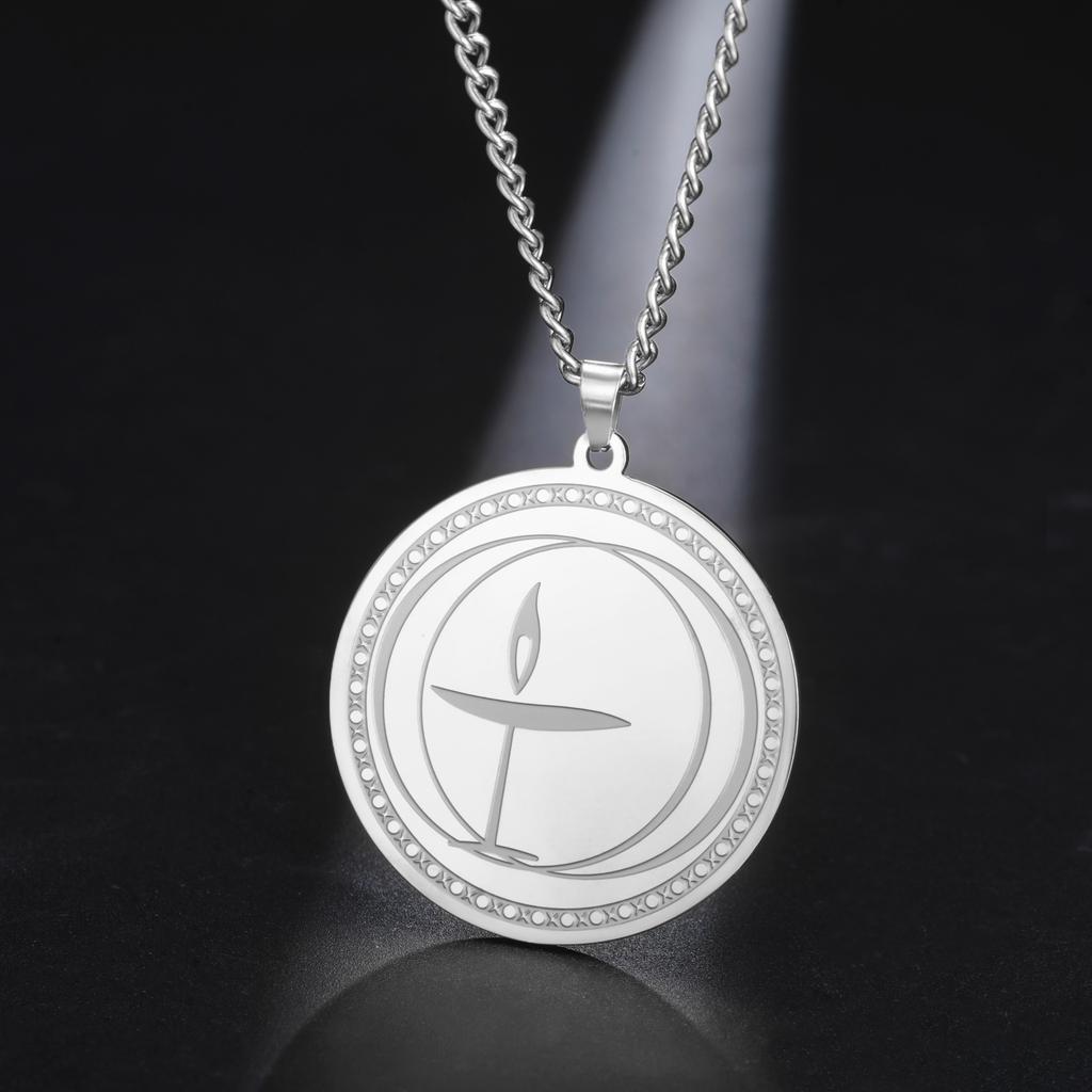 LIKGREAT Flaming Chalice Necklace Stainless Steel UU Pendant Choker Unitarian Universalist Gift Religious Spiritual Symbol Gift