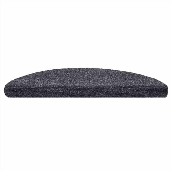 VidaXL Tapis d'escalier autocollants 10 pièces 56 x 17 x 3 cm Gris foncé Demi-rond 149677