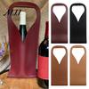 Single Wine Carrier Faux Leather Tote Bag, Portable Pouch, Waterproof Foldable Storage Bag Bottle Holder Protector Sleeve for Champagne Beer
