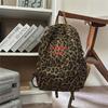 Leopard Print Canvas Fashion Backpack for Women, Casual School Travel Bag with Detachable Shoulder Straps