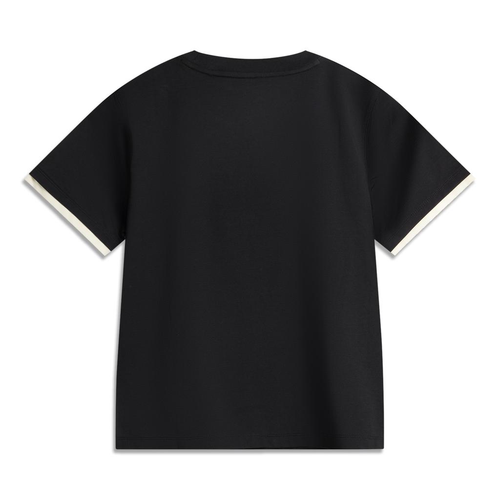 Li Ning Seria Lifestyle Sportowy Prosty Luźny T-shirt z Krótkim Rękawem Damskie Topy Głęboki Ciemnoniebieski AHSV732-3