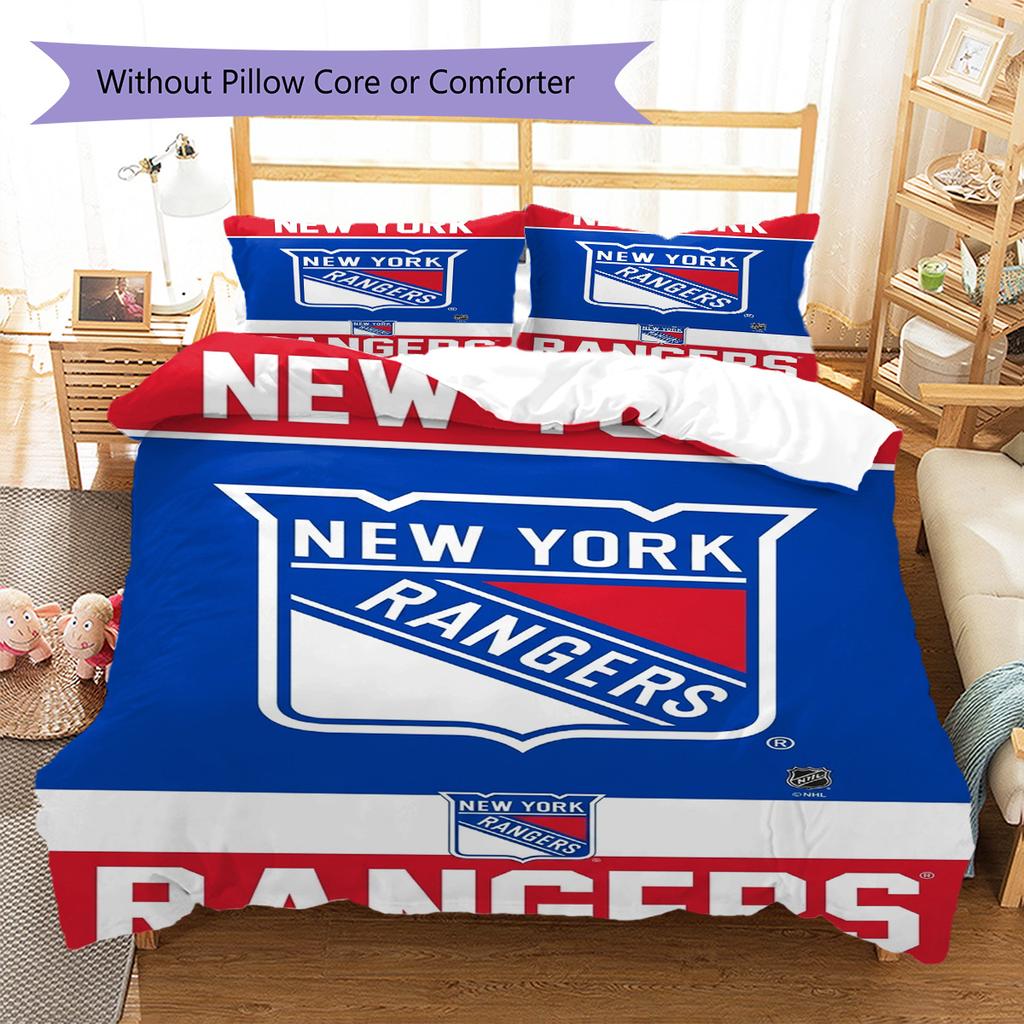 Set Biancheria da Letto con Fantasia New York Rangers Copripiumino Federa Decorazione per la Casa Regalo (1 * copripiumino + 2 * federa, senza nucleo)