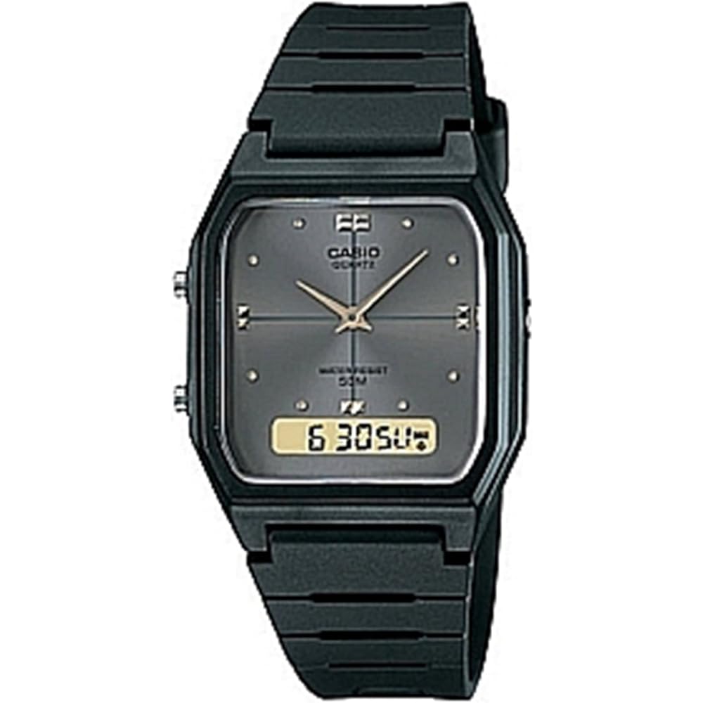 Casio Unisex Ana-Digi Watch AW48HE-8A Silver Case Black Dial 50m Water Resistant