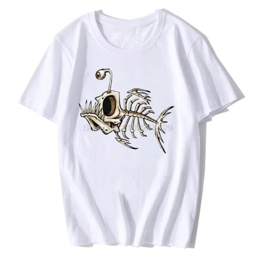 

Fish skull Deep sea fish bones Interesting fisherman angler summer cotton casual fashion breathable men s short sleeve T-shirt XXXXXL белый