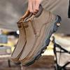Leather Men Shoes Casual Outdoor Ankle Boots Loafers Men Leather Shoes Thick Sole Sneakers Walking Shoes Non-Slip Man Boots