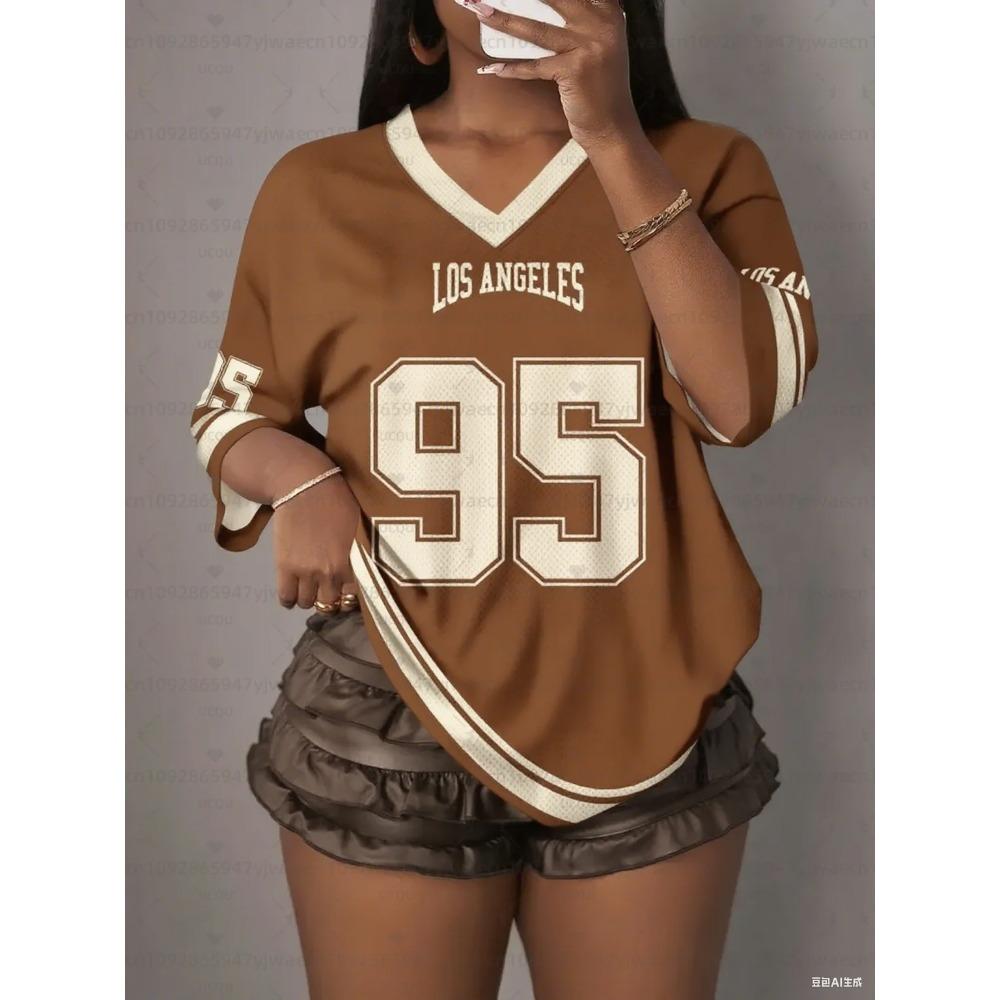 Camiseta Casual de Moda Los Ángeles NO.95 Estampada de Manga Corta Camiseta de Verano Camisetas de Béisbol Camiseta Deportiva