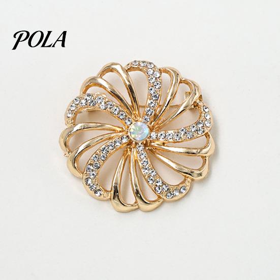 Secure Clasp Brooch Pin, Hollow Swirl Flower Pattern Lapel Pin with Rhinestones Inlaid, Durable Spiral Petals Design Versatile Badge for Coats Shirts