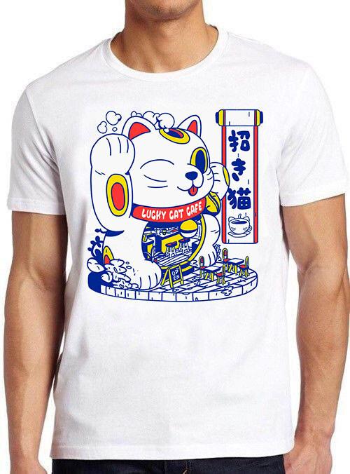 Maneki Neko Lucky Cat Fortune Happiness Wealth Meme Funny Gift Tee T Shirt M819