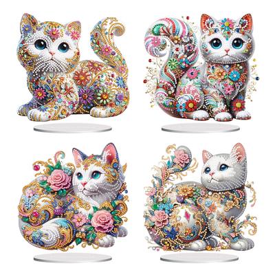 Katze mit besonderer Form Tischplatte Diamantmalerei Ornament-Kits Diamantmalerei Tischplatten-Ornamente-Set für Heim-Büro-Schreibtischdeko
