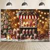 2D flat1 pc Candy and Gingerbread Man Background Cloth - Suitable for Christmas and Thanksgiving Decoration