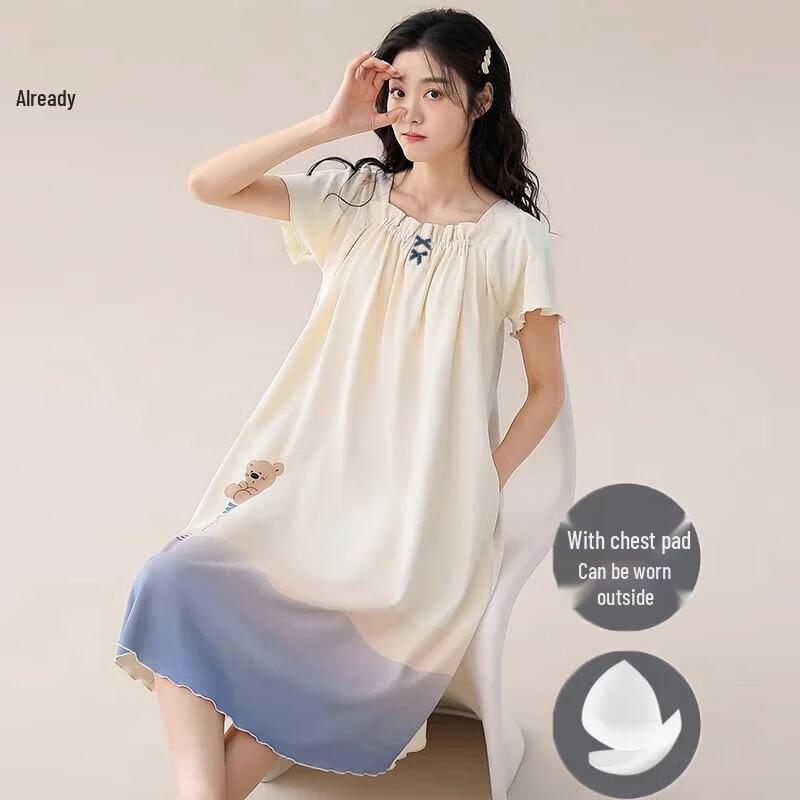 Women's Pure Cotton Short Sleeve Nightgown Dress
