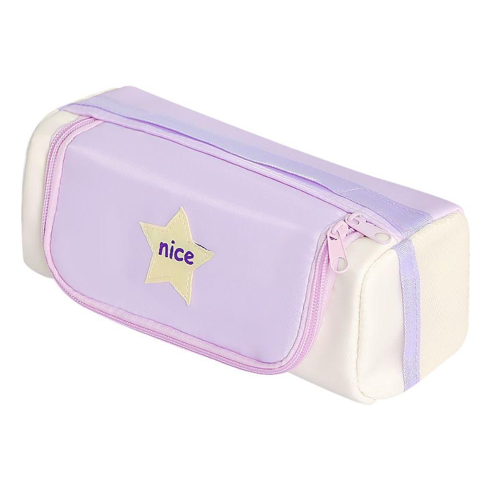 Star Pattern Pencil Case Zipper Design Stationery Storing Bag Stationery Organizer  School Office