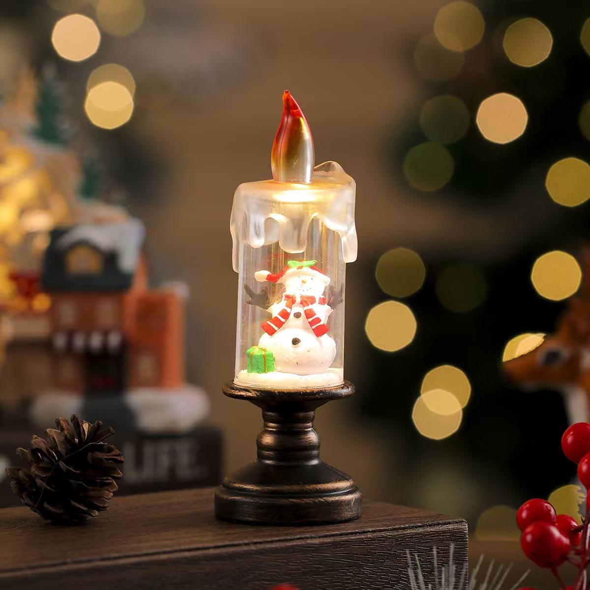 

New Christmas Decorative Candle Light with Snowfall Effect - Creative Snowflake Night Light Practical Christmas Gift