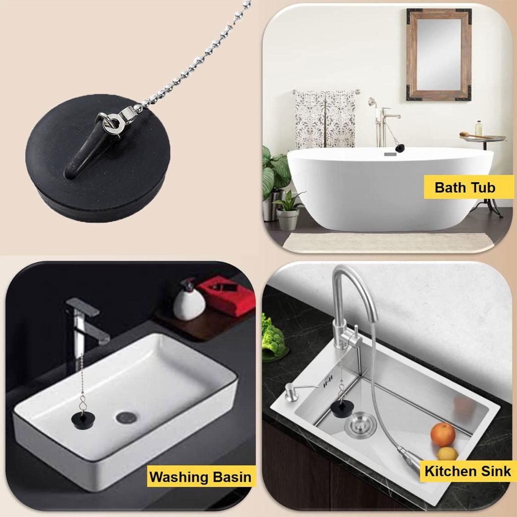 Wszechstronny korek do odpływu z łańcuszkiem Wygodny korek do zlewu Prosta instalacja Idealny do zlewów kuchennych i łazienkowych 40mm