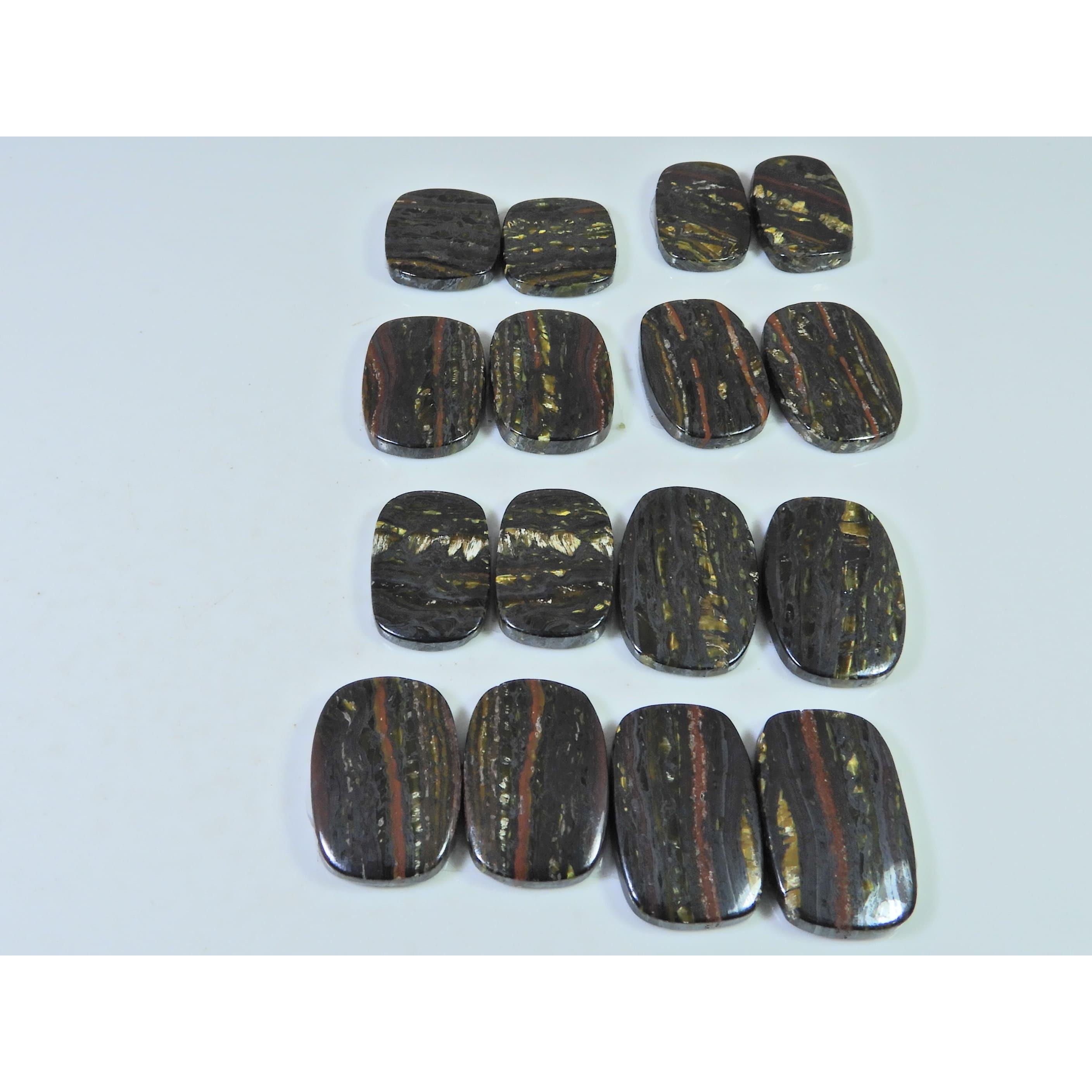 

235Cts. Натуральный Железный Тигровый Парный Кабошон-Подушка Драгоценный Камень 08 Партий Лот C-378