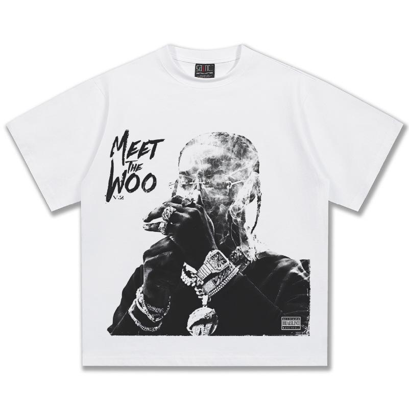 Pop Smoke Meet The Woo Graphic TShirt Unisex Oversized Hip Hop Rapper Casual Cotton Short Sleeve Classic Streetwear Fashion For