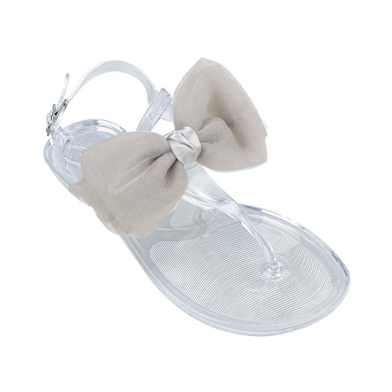 

Ladies Jelly Pvct Word Flat Sandals Butterfly Casual Outdoor Jelly Transparent Sandals 36