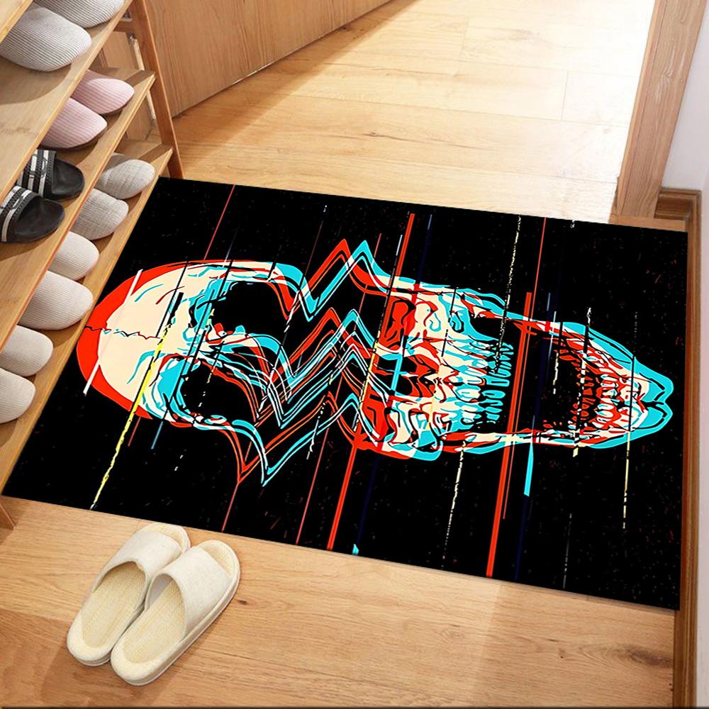Dark Gothic Skull Art Floor Mats for Living Room, Bedroom and Room Decoration Are Suitable for Gifts.