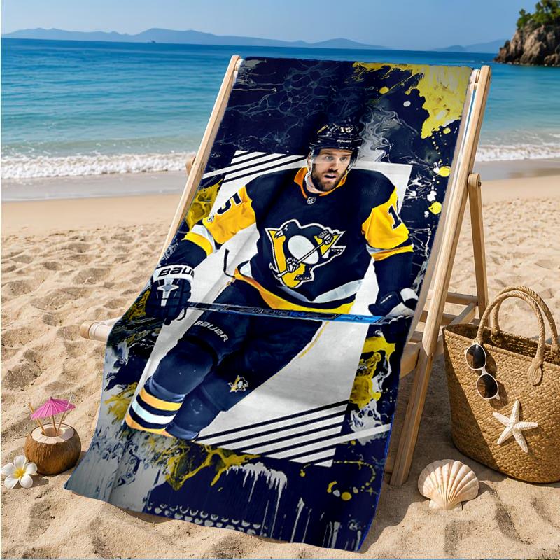 Pittsburgh Hockey Player Crosby Beach Towel, Super Soft Microfiber, Perfect Gift for Her/Him, Birthday, for Pool, Beach, Travel, Decor Beach Party