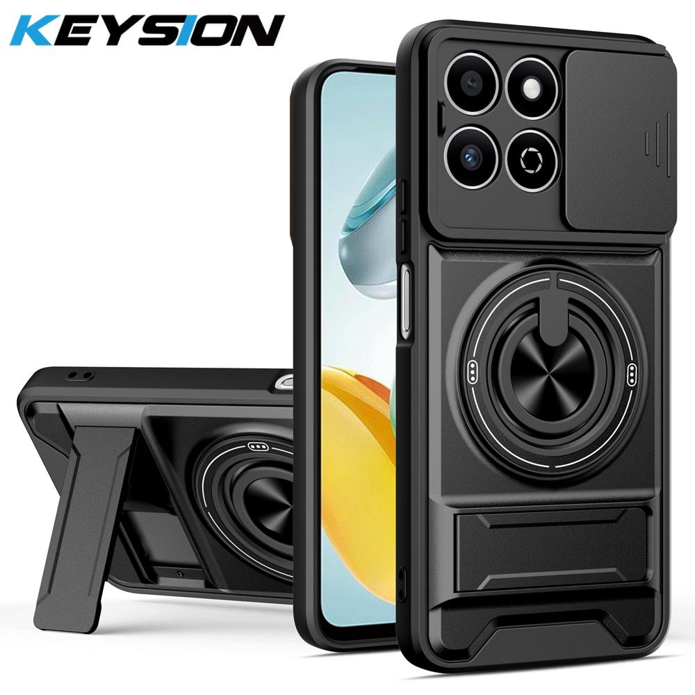 KEYSION Magnetic Phone Case for HONOR X7d 4G 5G Slide Camera Protection Upright Kickstand Shockproof Cover for Honor 400 Smart 5G