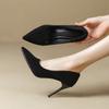 Popular New Women's Shoes Autumn and Winter High Heels Women's Black Thin Heels Temperament Socialite Super High Heels Suede Single Shoes