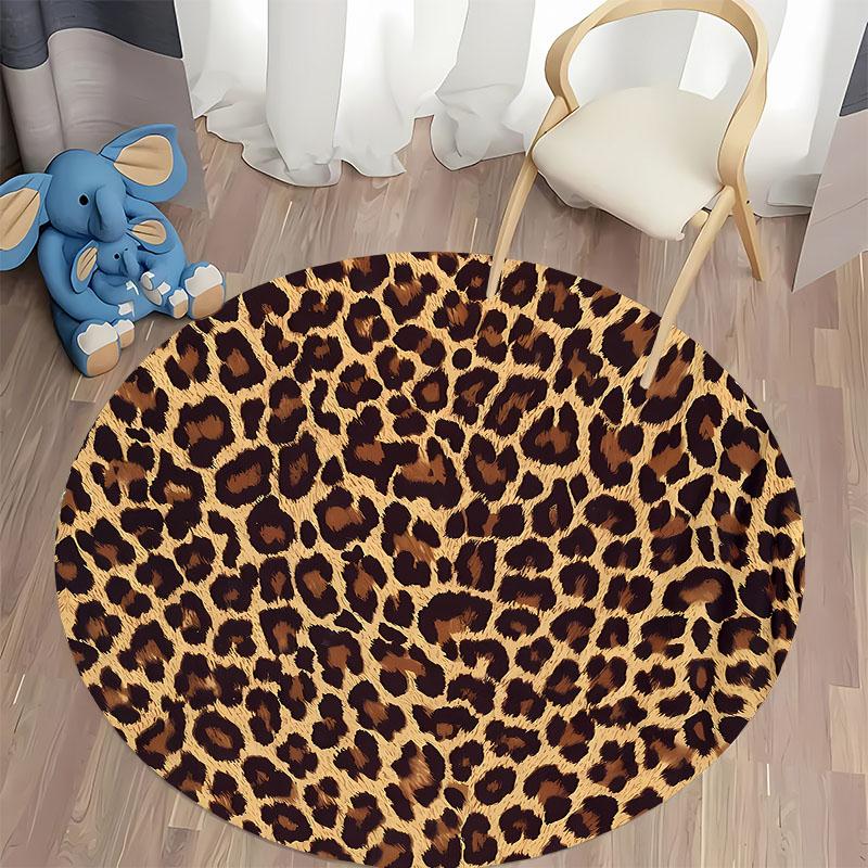 Leopard Print Round Rug for Stylish Living Rooms Round Carpet for Home Sofa Bedroom, Gift