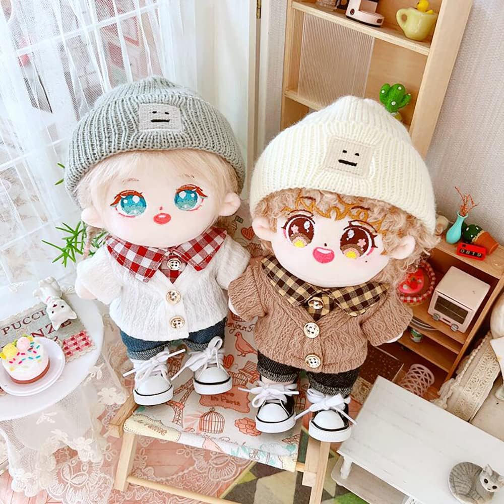 niannyyhouse Doll Clothing Set 20cm Twist Sweater Hat Shorts 3 Pieces Plush Toy Cotton Outfit