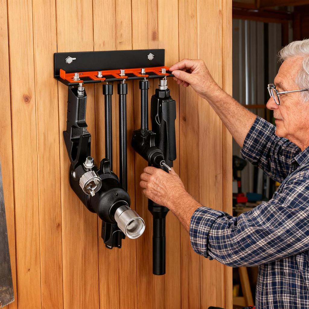Air Tool Holder 5-Slot Wall-mounted Holder Pneumatic Tool Rack For Electric Gadgets Drill Screwdriver Grinder Garage Studio