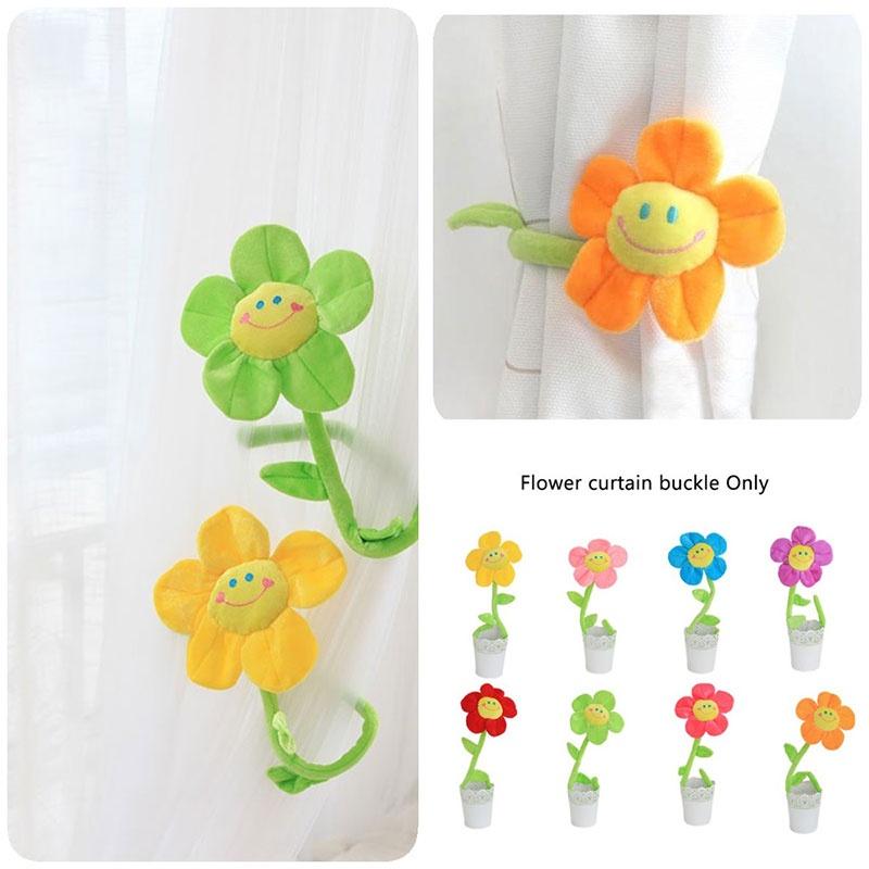 Sunflower Rose Window Treatment Tieback Short Plush 8 Vivid Colors 3 Height Options