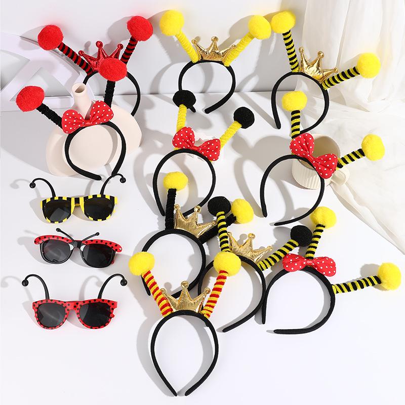 Halloween Bijen & Lieveheersbeestjes Hoofdband Bril Set voor Kinderen - Feestelijke Kostuumaccessoires voor Halloween, Kerstmis en Optredens