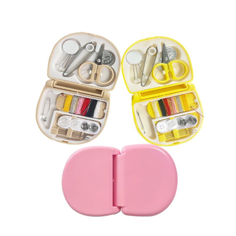 1Set Knöpfe Pins Aufbewahrungsboxen Nähkasten Haushalt Tragbarer Reise Mini Nähset Schere Fingerhut Nadelfäden Box Set