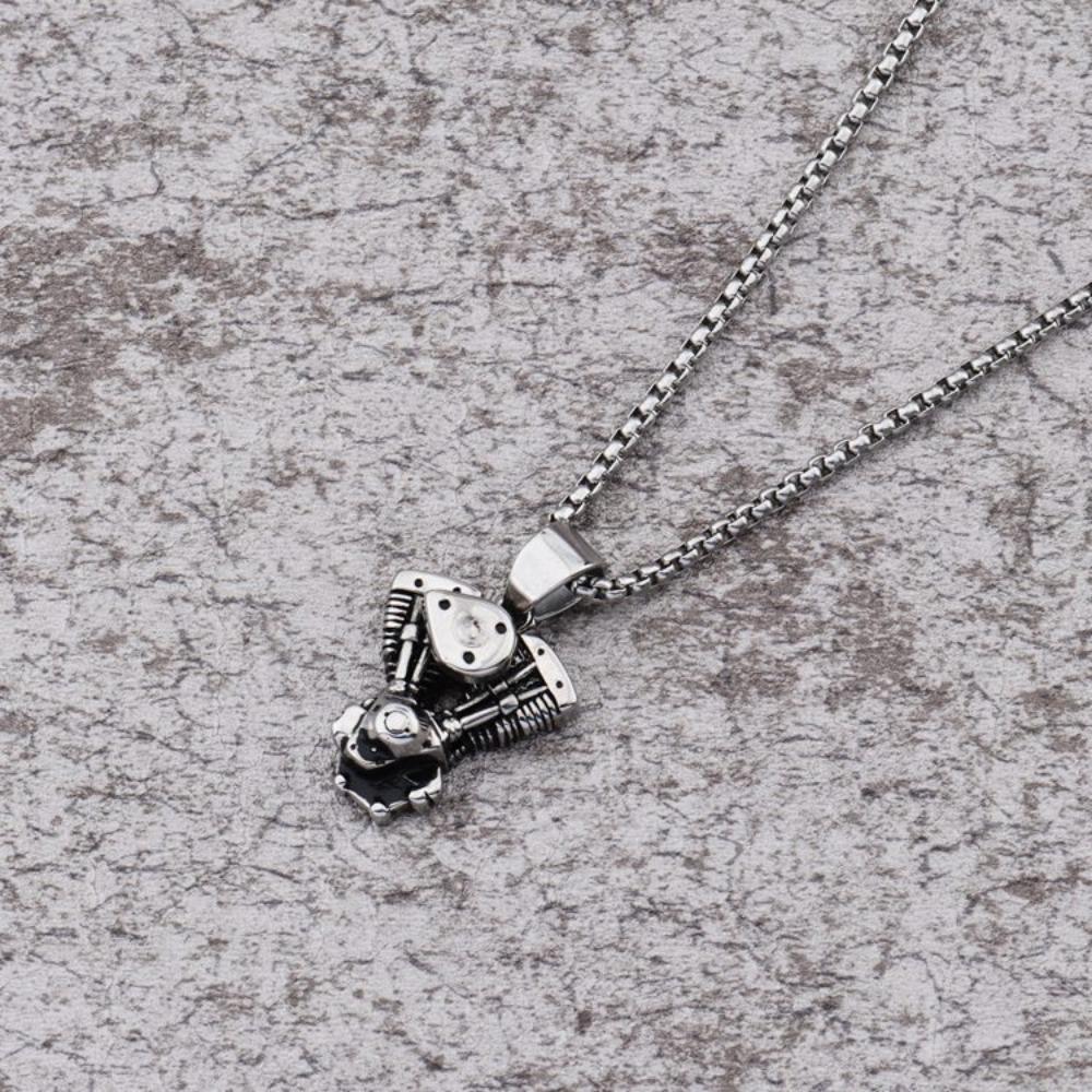 Nightclub Hip Hop Personality Engine Titanium Steel Necklace Pendant Men and Women