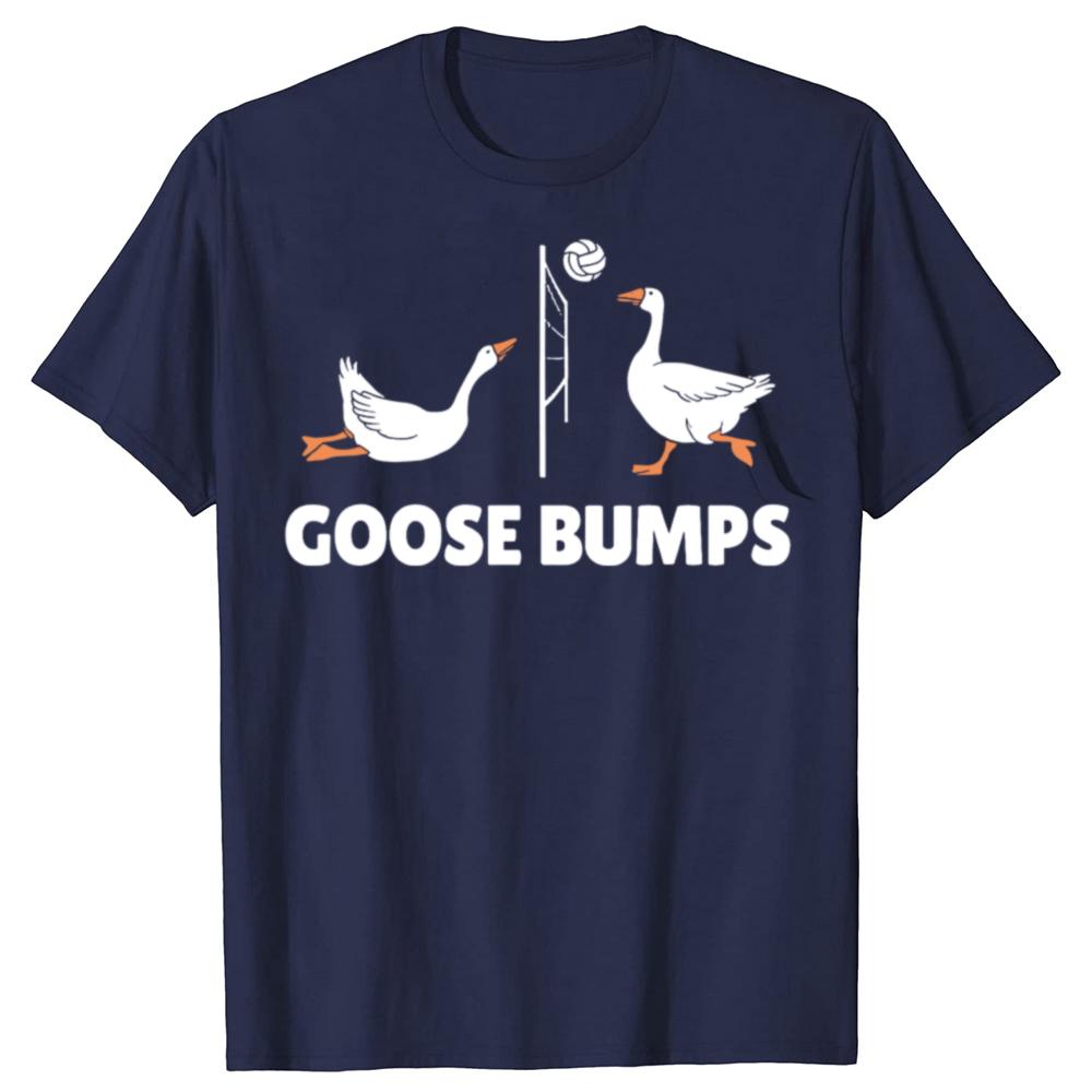 Funny Goose Bumps Volleyball Set Spike Graphic T-shirts Men Women's Fashion Casual Tshirt 100% Cotton Loose Oversized T Shirt