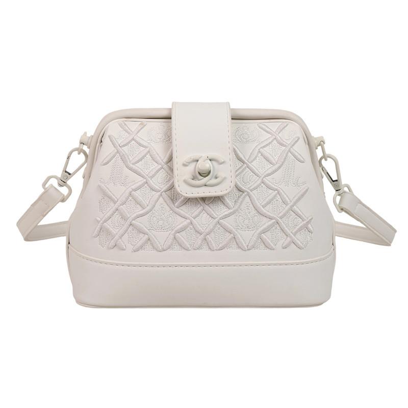 Tung Industri Broderi Skalväska Dam Ny Premium Texturerad Broderitråd Enfärgad Axelväska Crossbody