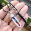 7 Chakra Healing Crystal Necklaces, Natural Hexagonal Chakra Crystal Gemstone Pendant Necklaces, Pointed Quartz Stone Jewelry