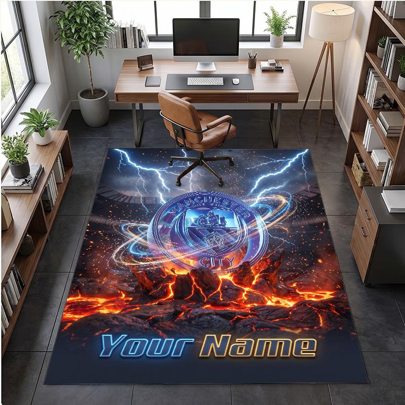 Crystal Velvet Rug Manchester City Print Custom Name Text Floor Mat Home Decor