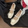 Gentle Thick Heel Satin Wedding Shoes with Skirt Fairy Shoes New Chinese Sweet Flower French Camellia Mary Jane Shoes