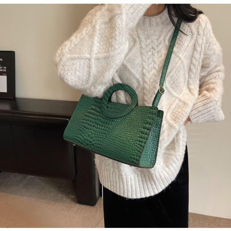 Large-capacity Briefcase European and American Fashion Trendy Women's Crocodile Pattern Texture Shoulder Portable Messenger Women's Bag