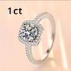 Silver 925 Platinum Plated 1-3 Carat Mozanstone 4 Claw Square Bag Birthday Ring Classic High Wedding Party Jewelry Woman Gift