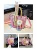 Korean Style Plaid Lace Bucket Handbag - Cute Bow Crossbody